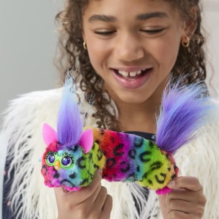 Furby DJ Furblets Rain-Bow-Kat, Mini peluche électronique, jouet pour enfant, 45 sons et musiques, des 6 ans