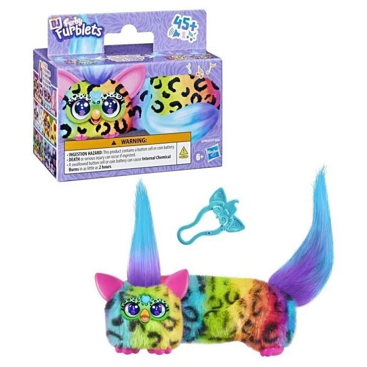 Furby DJ Furblets Rain-Bow-Kat, Mini peluche électronique, jouet pour enfant, 45 sons et musiques, des 6 ans Furby DJ Furblets Rain-Bow-Kat, Mini peluche électronique, jouet pour enfant, 45 sons et musiques, des 6 ans