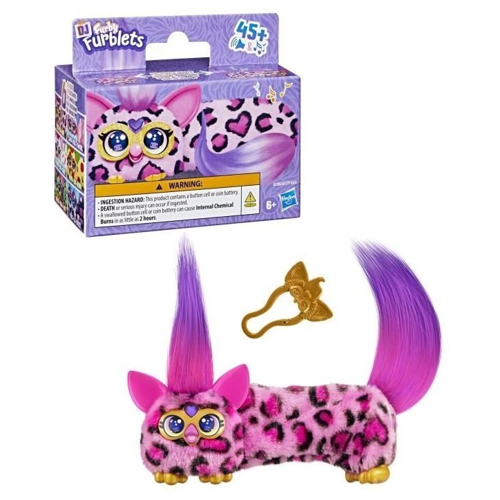 Furby DJ Furblets Kitt-Ee-Luv, Mini peluche électronique, jouet pour enfant, 45 sons et musiques, des 6 ans Furby DJ Furblets Kitt-Ee-Luv, Mini peluche électronique, jouet pour enfant, 45 sons et musiques, des 6 ans