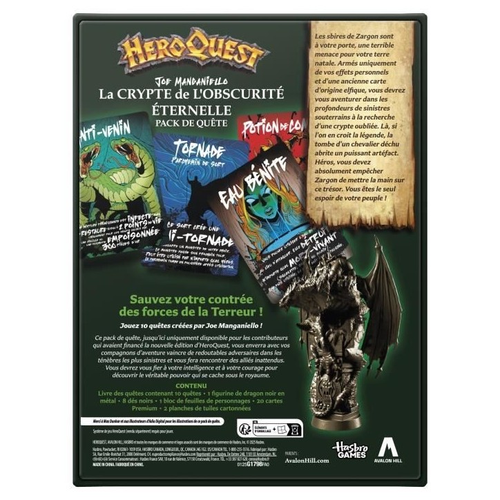 HeroQuest Pack de quete La crypte de l'obscurité éternelle, jeu de rôle, jeu de plateau, systeme de jeu HeroQuest requis, Ava HeroQuest Pack de quete La crypte de l'obscurité éternelle, jeu de rôle, jeu de plateau, systeme de jeu HeroQuest requis, Ava