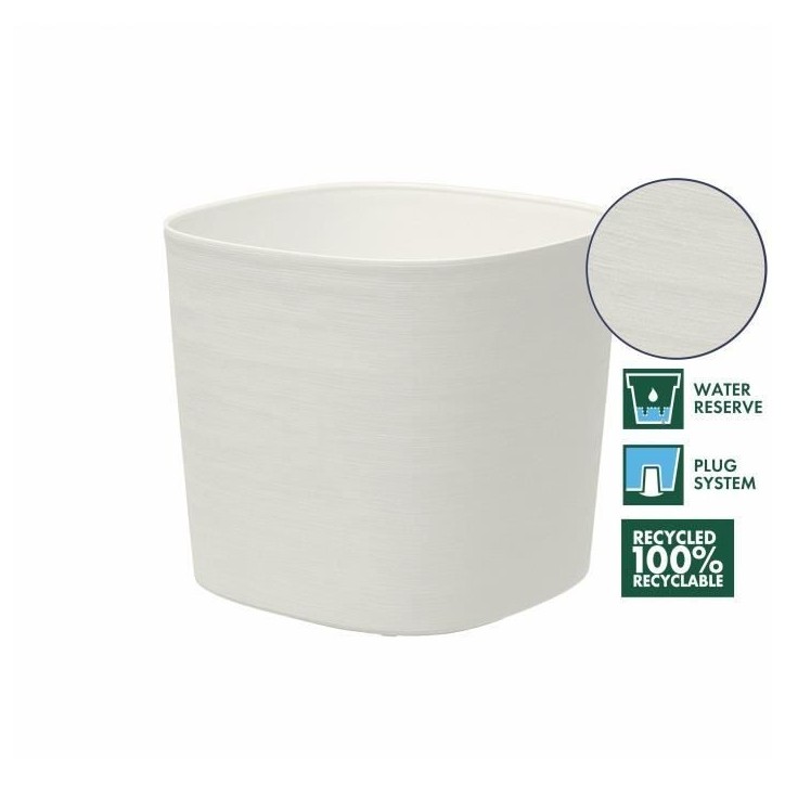 Pot avec réserve d'eau - GARDEN ID Respect - Blanc 20 x 20 cm - avec 100% déchets ménagers et 100% recyclable - Surface struc