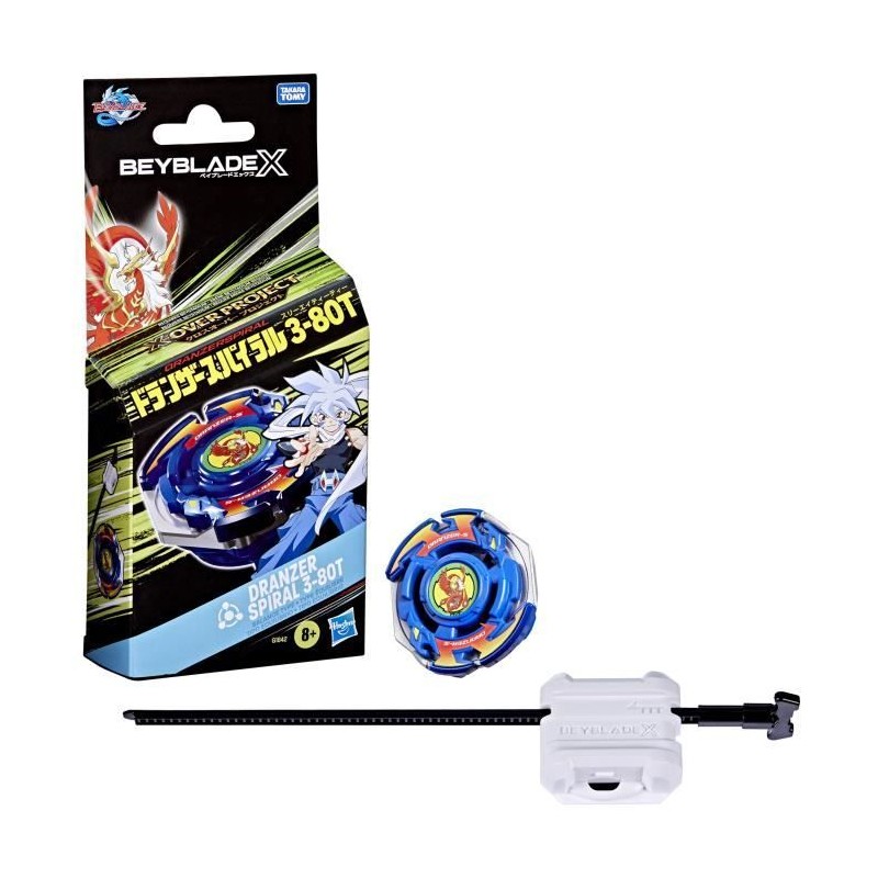 Beyblade X Starter Pack X-Over Project Dranzer Spiral 3-80T, toupie de Beyblade X Starter Pack X-Over Project Dranzer Spiral 3-80T, toupie de
