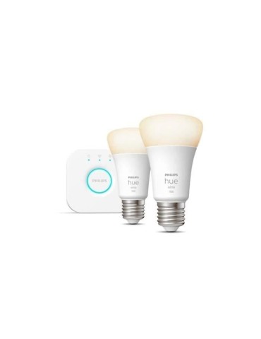 PHILIPS Hue White - Kit de démarrage ampoule LED connectée - 9,5W - E27 - Pack de 2