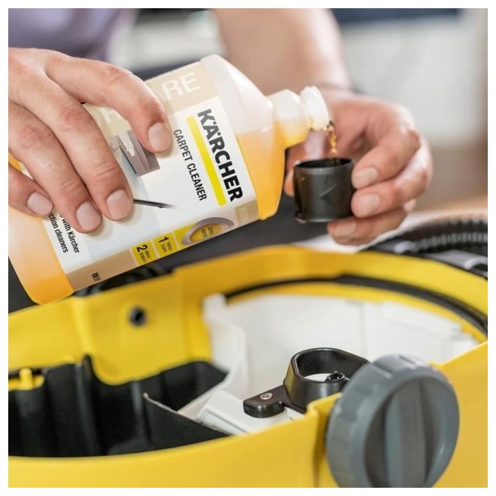 Solution de nettoyage de moquette - KÄRCHER - RM 519 - 1L - Compatible avec les aspirateurs professionnels SE Solution de nettoyage de moquette - KÄRCHER - RM 519 - 1L - Compatible avec les aspirateurs professionnels SE