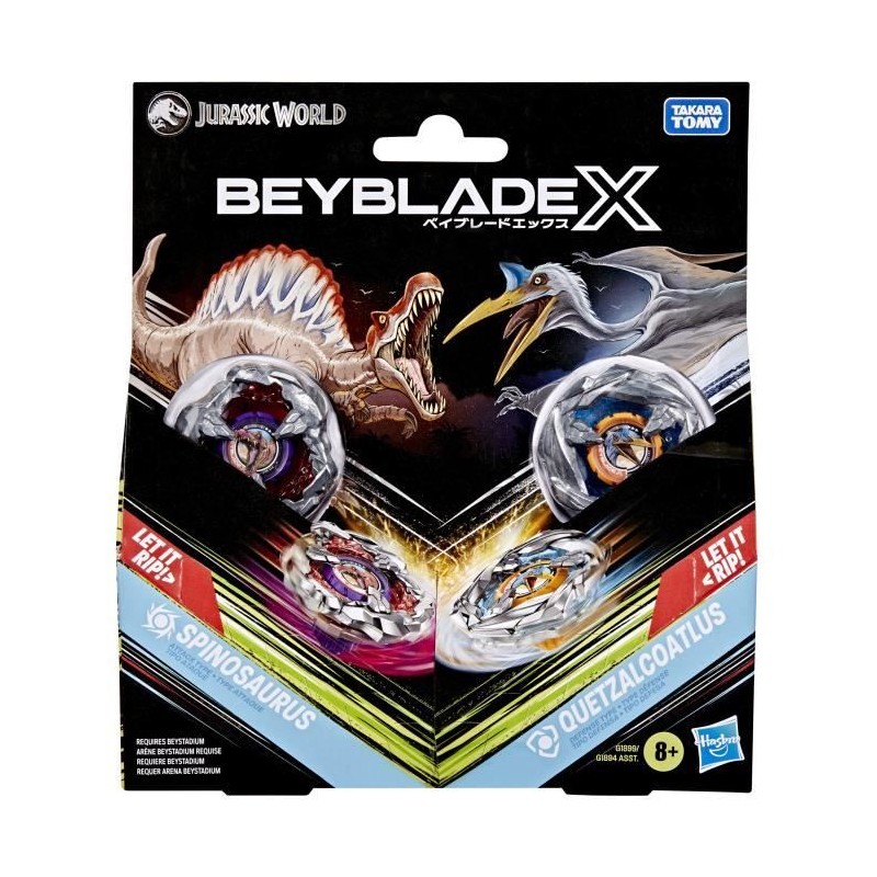 Beyblade X Jurassic World Spinosaurus contre Quetzalcoatlus, multipack Beyblade X Jurassic World Spinosaurus contre Quetzalcoatlus, multipack