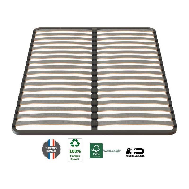 SEDAC Sommier 140 x 190 - 18 lattes 53 mm - Anthracite SEDAC Sommier 140 x 190 - 18 lattes 53 mm - Anthracite