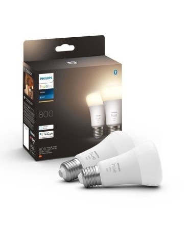 PHILIPS Hue White Ampoules LED connectées E27 - Compatible Bluetooth pack de 2