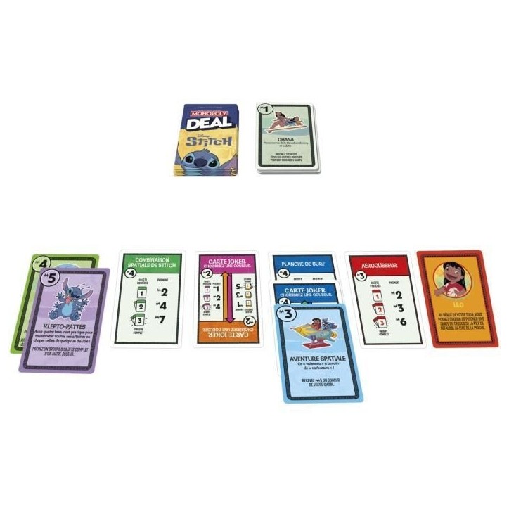 Monopoly Deal Stitch, Jeu de cartes rapide 15 min, Hasbro Games, Des 8 ans