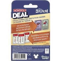 Monopoly Deal Stitch, Jeu de cartes rapide 15 min, Hasbro Games, Des 8