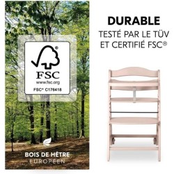Chaise haute - HAUCK - BETA+ - Evolutive - De 6 mois a 90 kg - Bois FS