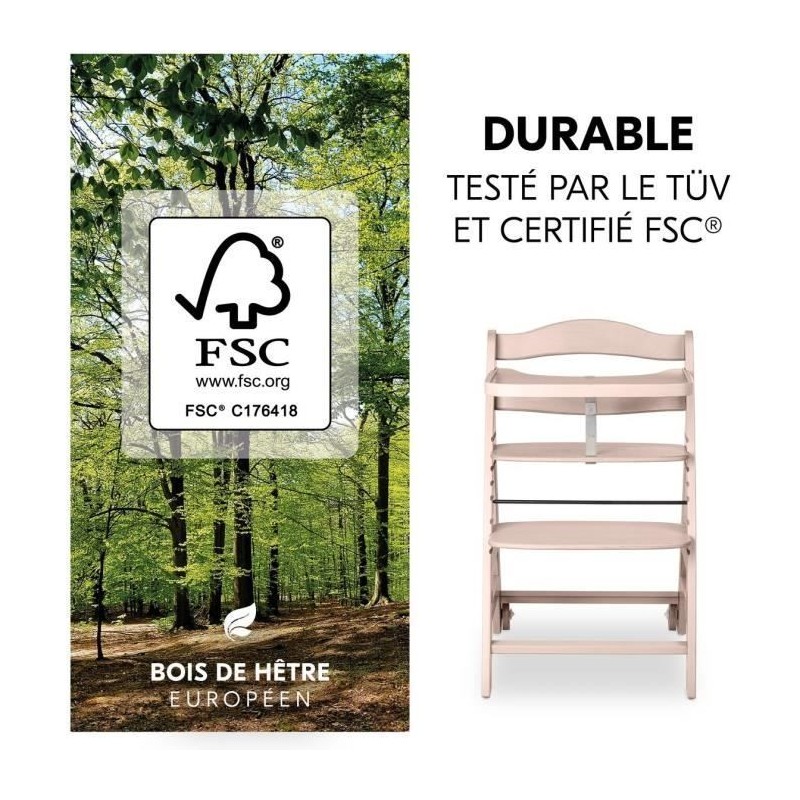 Chaise haute - HAUCK - BETA+ - Evolutive - De 6 mois a 90 kg - Bois FS Chaise haute - HAUCK - BETA+ - Evolutive - De 6 mois a 90 kg - Bois FS