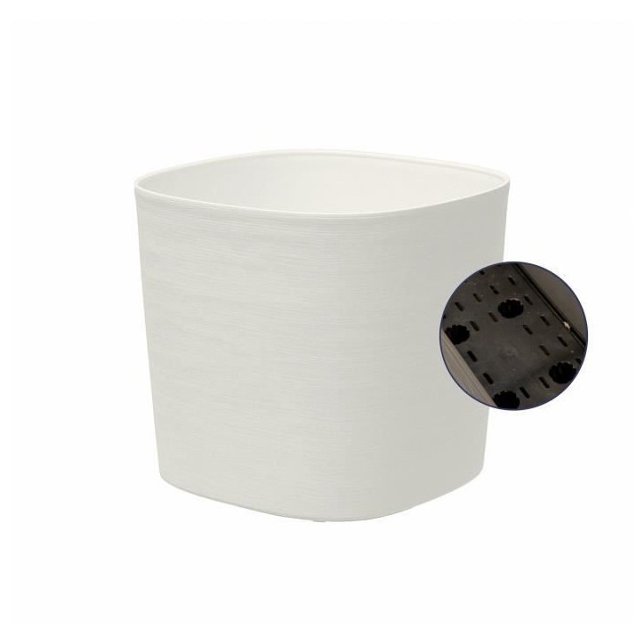 Pot avec réserve d'eau - GARDEN ID Respect - Blanc 20 x 20 cm - avec 100% déchets ménagers et 100% recyclable - Surface struc