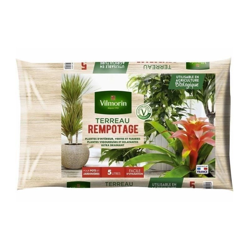 VILMORIN Terreau rempotage plante d'intérieur 5 L