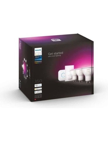 PHILIPS White & Color Ambiance Kit de démarrage ampoule LED connectée GU10 - Pack de 3