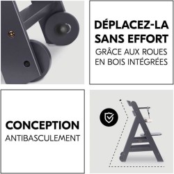Chaise haute - HAUCK - BETA+ - Evolutive - De 6 mois a 90 kg - Bois FS