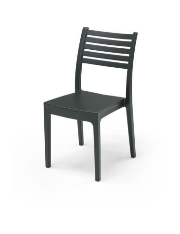 Lot de 4 chaises de jardin en résine OLIMPIA ARETA - Design - Anthracite - 52 x 46 x H 86 cm