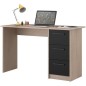 PARISOT Bureau droit 3 tiroirs - Décor chene/noir - L 121,4 x P 55 x H 74.5 cm - ESSENTIEL