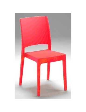 Chaise de jardin FLORA ARETA - Lot de 4 - Rouge - 52 x 46 x H 86 cm - Plastique Résine