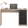 PARISOT Bureau droit 3 tiroirs - Décor chene/noir - L 121,4 x P 55 x