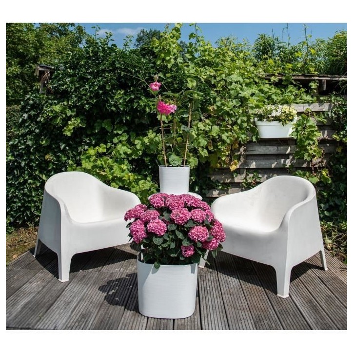 Pot avec réserve d'eau - GARDEN ID Respect - Blanc 20 x 20 cm - avec 100% déchets ménagers et 100% recyclable - Surface struc