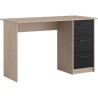PARISOT Bureau droit 3 tiroirs - Décor chene/noir - L 121,4 x P 55 x