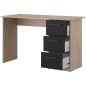 PARISOT Bureau droit 3 tiroirs - Décor chene/noir - L 121,4 x P 55 x H 74.5 cm - ESSENTIEL