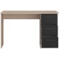 PARISOT Bureau droit 3 tiroirs - Décor chene/noir - L 121,4 x P 55 x H 74.5 cm - ESSENTIEL