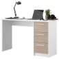Bureau droit ESSENTIEL - 3 tiroirs - Décor chene et blanc - L 121,2 x P 55 x H 74,5 cm - PARISOT