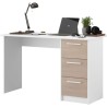 Bureau droit ESSENTIEL - 3 tiroirs - Décor chene et blanc - L 121,2 x