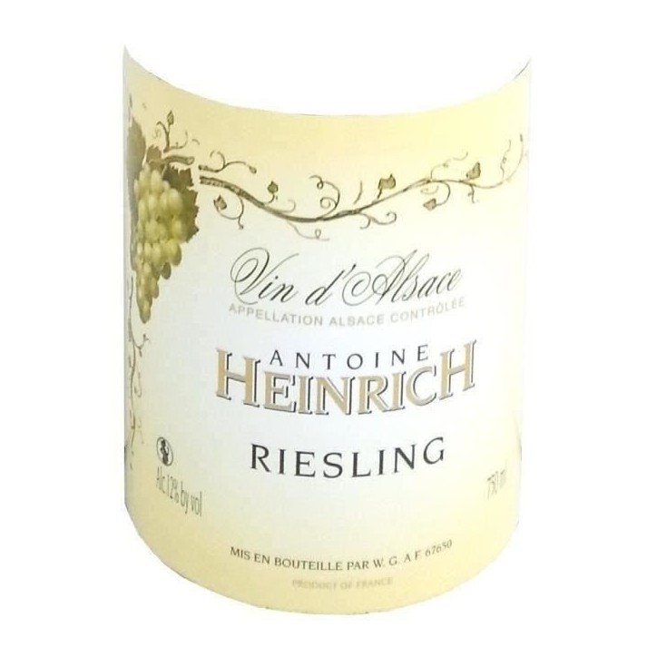 Vin blanc d'Alsace - HEINRICH Riesling - AOC - 75 cl 2023 Vin blanc d'Alsace - HEINRICH Riesling - AOC - 75 cl 2023