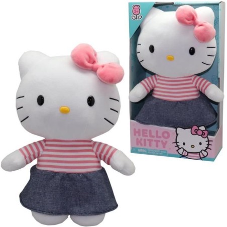 Peluche - GPTOYS - HELLO KITTY - HKT131 - Modele robe denim - 30 cm -