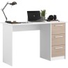 Bureau droit ESSENTIEL - 3 tiroirs - Décor chene et blanc - L 121,2 x