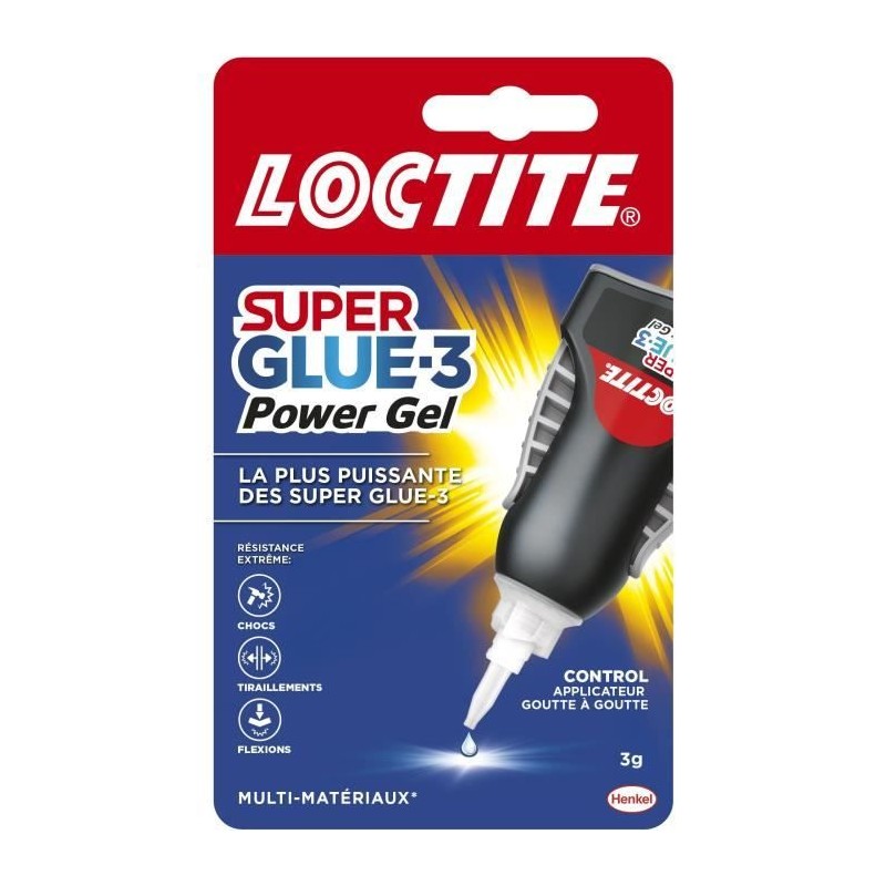 Colles cyanocrylates - LOCTITE - SUPERGLUE-3P - Power Gel Control - Tu