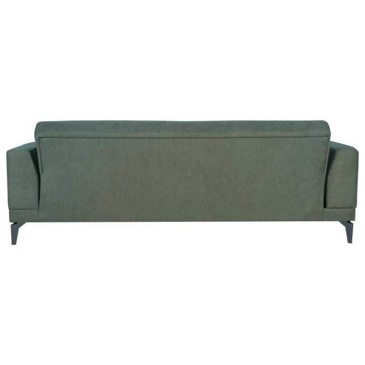 Canapé convertible 3 places - HENRY - Tissu vert foncé - 3 coussins - coffre de rangement - 234 x 85 x 84 cm Canapé convertible 3 places - HENRY - Tissu vert foncé - 3 coussins - coffre de rangement - 234 x 85 x 84 cm