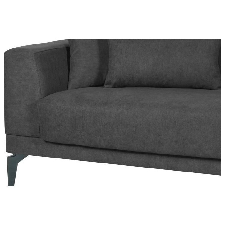 Canapé convertible 3 places - HENRY - Tissu gris clair - 3 coussins - coffre de rangement - 234 x 85 x 84 cm Canapé convertible 3 places - HENRY - Tissu gris clair - 3 coussins - coffre de rangement - 234 x 85 x 84 cm