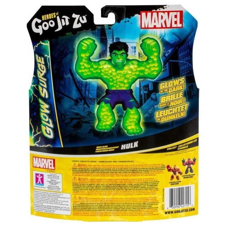 Hulk Glow Surge 11cm - HERoeS OF GOO JIT ZU - MARVEL - Figurine lumineuse et extensible Hulk Glow Surge 11cm - HERoeS OF GOO JIT ZU - MARVEL - Figurine lumineuse et extensible