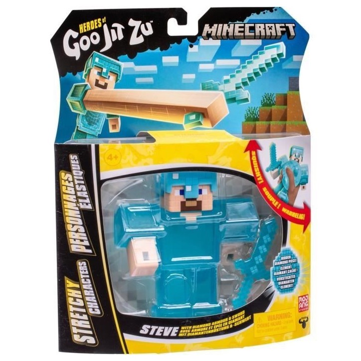 Figurine extensible - GOO JIT ZU - Minecraft Steeve - 11 cm - Texture élastique - Extensible 3x Figurine extensible - GOO JIT ZU - Minecraft Steeve - 11 cm - Texture élastique - Extensible 3x
