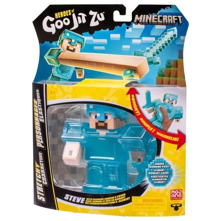 Figurine extensible - GOO JIT ZU - Minecraft Steeve - 11 cm - Texture élastique - Extensible 3x Figurine extensible - GOO JIT ZU - Minecraft Steeve - 11 cm - Texture élastique - Extensible 3x