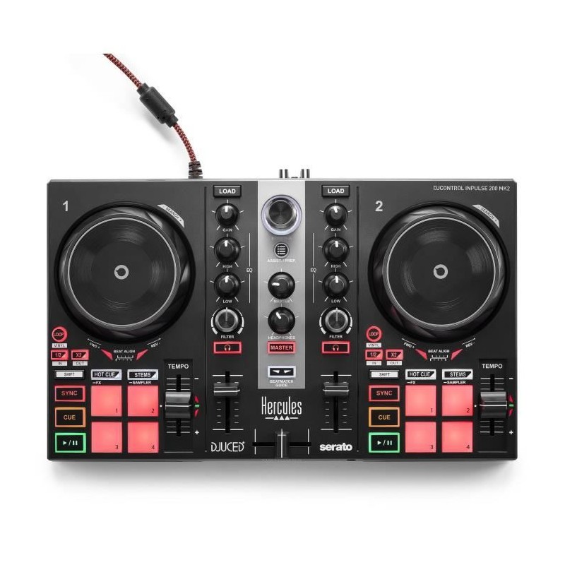 HERCULES DJ CONTROL INPULSE 200 MK2 - Contrôleur DJ idéal pour appre HERCULES DJ CONTROL INPULSE 200 MK2 - Contrôleur DJ idéal pour appre