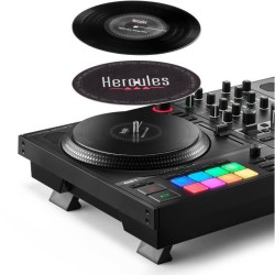 HERCULES DJCONTROL INPULSE T7 - Contrôleur DJ motorisé noir avec deu