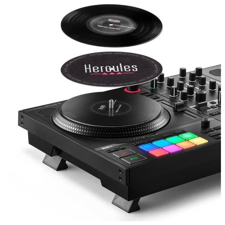 HERCULES DJCONTROL INPULSE T7 - Contrôleur DJ motorisé noir avec deux platines HERCULES DJCONTROL INPULSE T7 - Contrôleur DJ motorisé noir avec deux platines