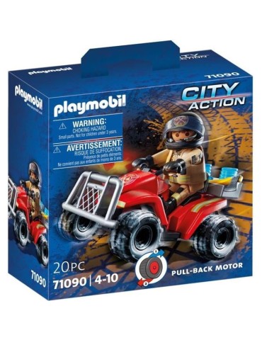 PLAYMOBIL - 71090 - Pompier et quad - Enfant 4 ans - Playmobil City Action - Plastique - Bleu