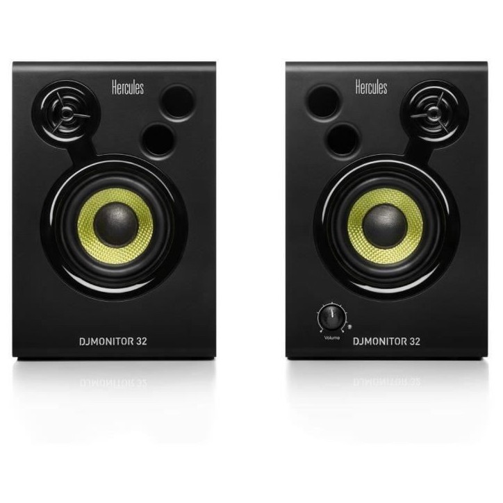 HERCULES DJMONITOR 32 - Enceintes de monitoring actives - 2 x 15W RMS - Woofer de 3 - Effet Stéréo - Noir HERCULES DJMONITOR 32 - Enceintes de monitoring actives - 2 x 15W RMS - Woofer de 3 - Effet Stéréo - Noir