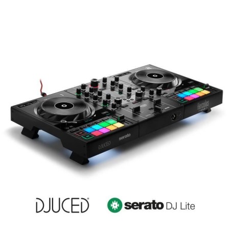 HERCULES DJCONTROL INPULSE 500 - Contrôleur DJ - Interface audio et mixeur hardware intégrés - 16 pads rétroéclaires (RGB)