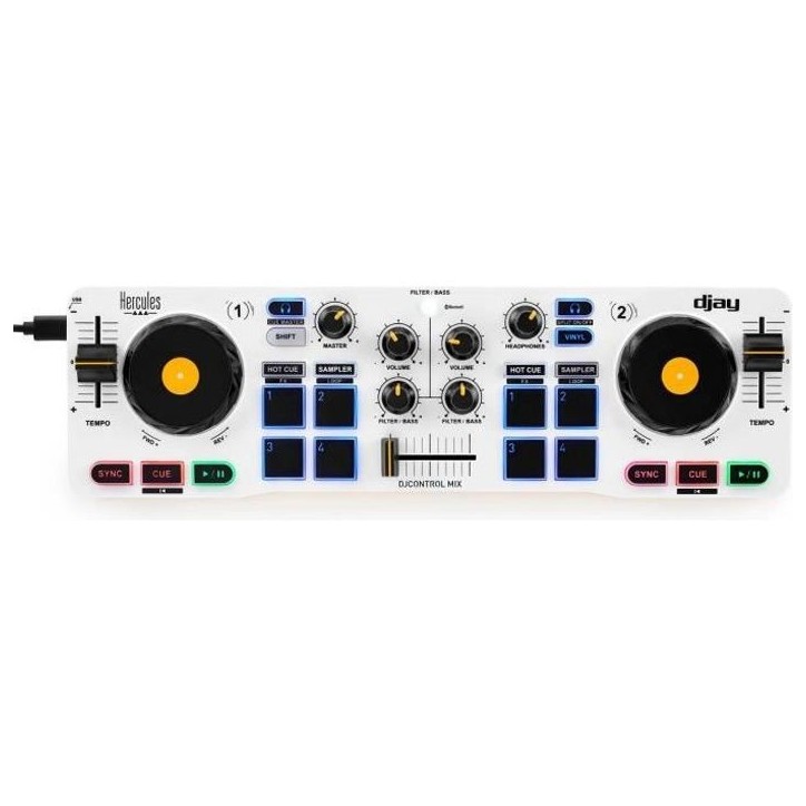 HERCULES DJ CONTROL MIX - Contrôleur DJ Bluetooth pour Smartphone (iOS et Android) - App djay - 2 voies HERCULES DJ CONTROL MIX - Contrôleur DJ Bluetooth pour Smartphone (iOS et Android) - App djay - 2 voies