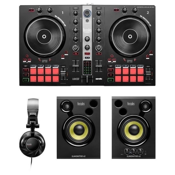 HERCULES DJ ESSENTIALS KIT - DJ Control Inpulse + Enceintes DJ Monitor 32 + Casques HDP DJ60 HERCULES DJ ESSENTIALS KIT - DJ Control Inpulse + Enceintes DJ Monitor 32 + Casques HDP DJ60