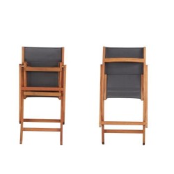Lot de 2 chaises de jardin en bois d'acacia FSC et assise textilene -