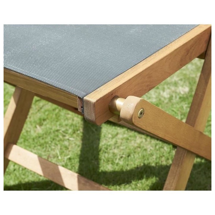 Lot de 2 chaises de jardin en bois d'acacia FSC et assise textilene - 50 x 57 x 90 cm - Gris Lot de 2 chaises de jardin en bois d'acacia FSC et assise textilene - 50 x 57 x 90 cm - Gris