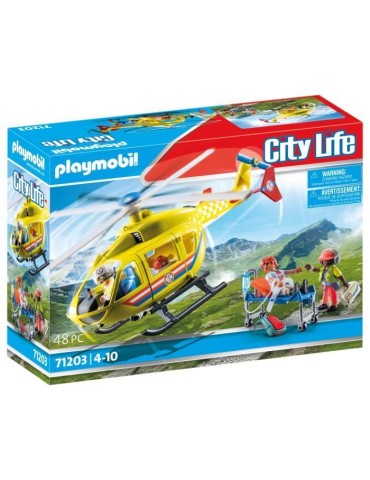 PLAYMOBIL - 71203 - City Action Les Secouristes - Hélicoptere de secours - Figurine - Bleu - Allemagne