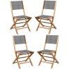 Lot de 4 chaises de jardin en bois d'acacia FSC et assise textilene -